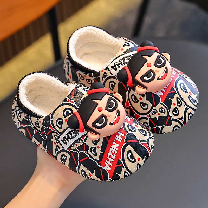 Zapatillas de algodón auténticas de invierno para niños, niños y niñas, zapatos de algodón cálidos y impermeables para niños y niños.