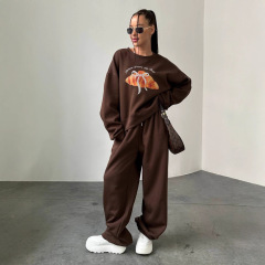 慵懒风休闲卫衣套装女春秋2025新款高级感套头上衣阔腿裤两件套女