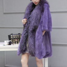 冬上新皮毛一体进口整貂皮大衣女中长款韩版水貂皮草外套女真貂