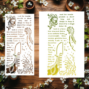 Painting Template with Ocean Wave Pattern, Popular Cross-Border Decoration Masking Stencil for Journaling, Pet Material Hollow Template for Dropshipping