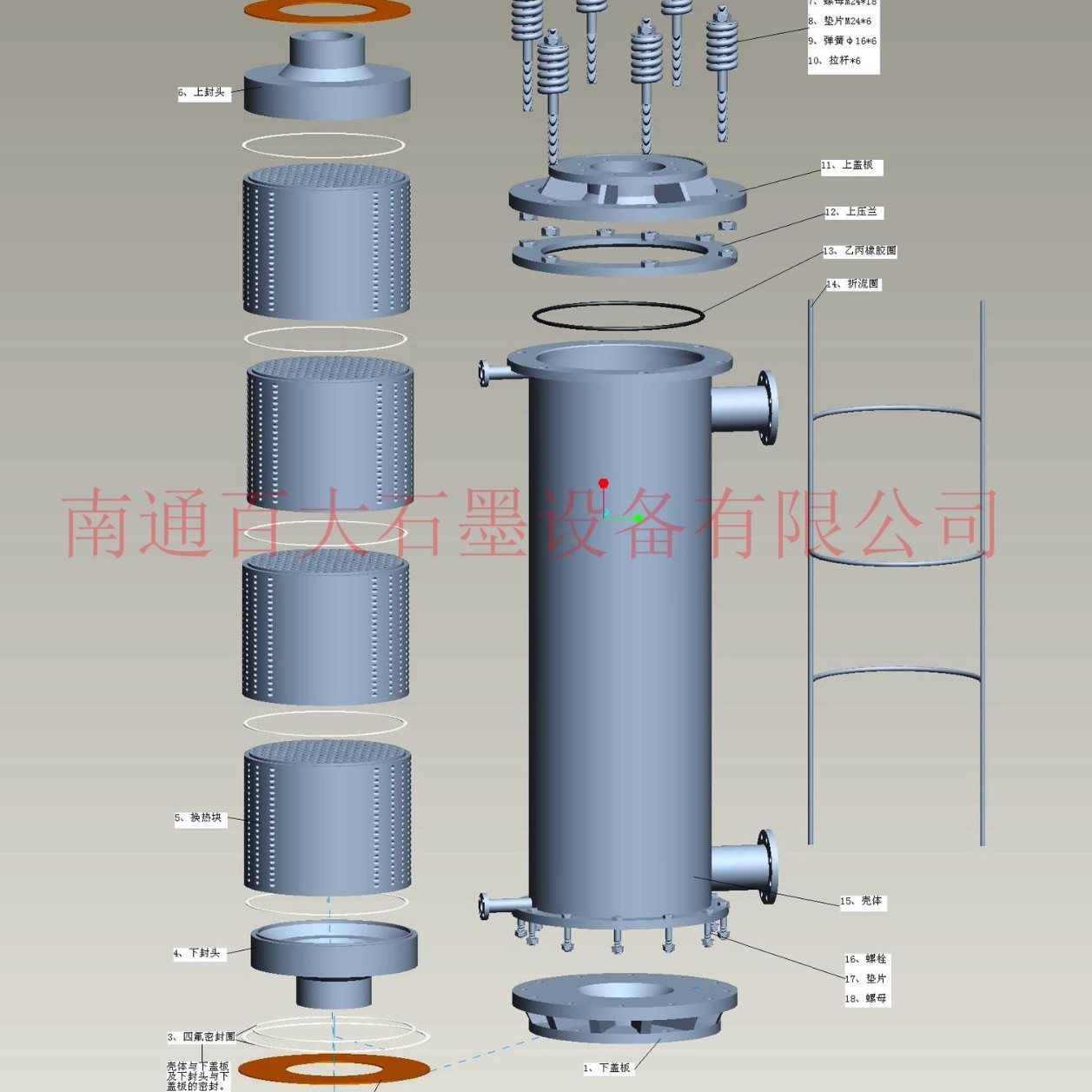 源头厂家直供耐腐蚀石墨换热器—耐盐酸硫酸腐蚀