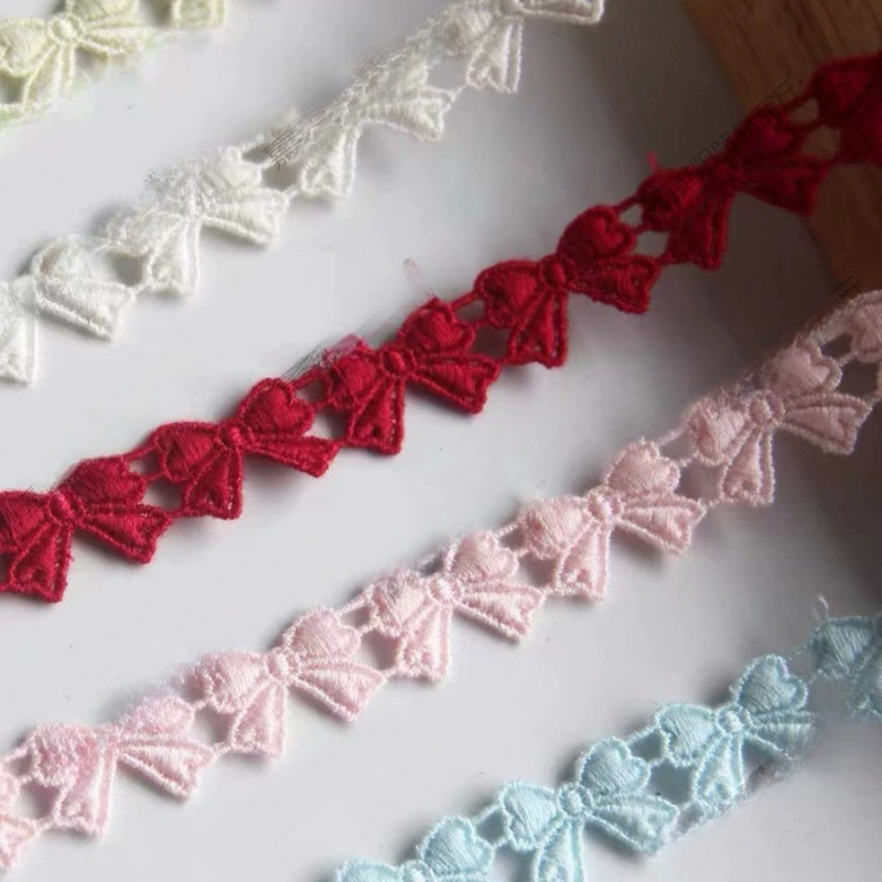 Оптовая продажа аксессуаров для рукоделия своими руками, японская версия, водорастворимое мерсеризованное хлопковое кружево с бантом, ширина 1 см