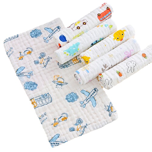 Cotton six-layer gauze towel, newborn high-density seersucker, children's towel, children's face towel, saliva towel, square towel, square towel, newborn baby, high-density seersucker