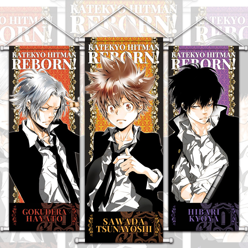 Home Teacher Peripheral Hanging Paintings Silk Poster Roll Anime Sawada Tsunayoshi Kuromi Shigure Gomu Rokudo Hashira
