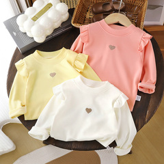 子供の長袖のtシャツの秋冬の新型の韓国版の女の子の底のシャツの保温の徳の絨毛の赤ちゃんの上着の子供服の卸売り