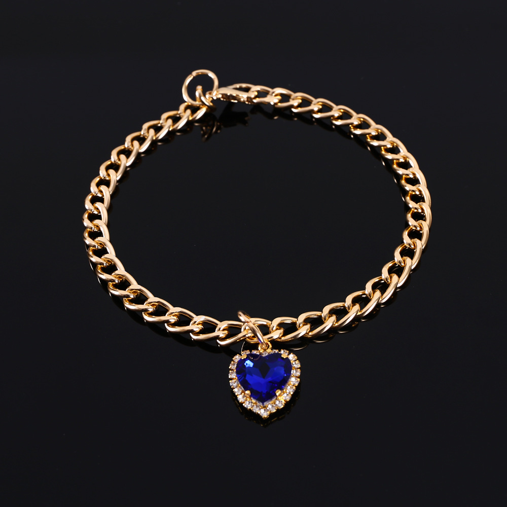 Comercio exterior mascotas gatos perros princesas metal amor diamante gemas collar ajustable collar de fiesta de cumpleaños colorido
