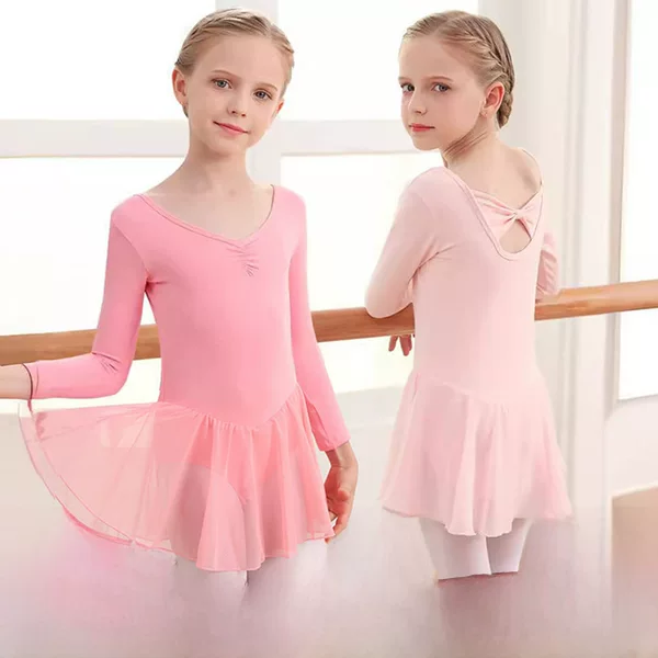 Children's Dance Clothing, Dance Skirt, Long-Sleeved Ballet Skirt, Body Examination Uniform, Girls' Chinese Dance Practice Uniform, Performance Uniform