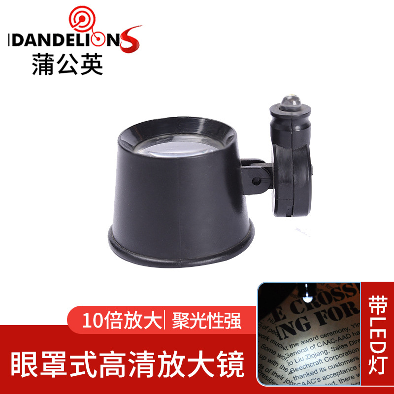 LED灯眼罩式钟表修理放大镜便携修表镜吸卡包装13B-2眼镜式