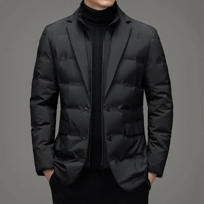 Detachable Collar down Jacket Suit 2025 Plus Size Men's Winter New Fake Two-Piece Suit Style down Jacket Cross-Border