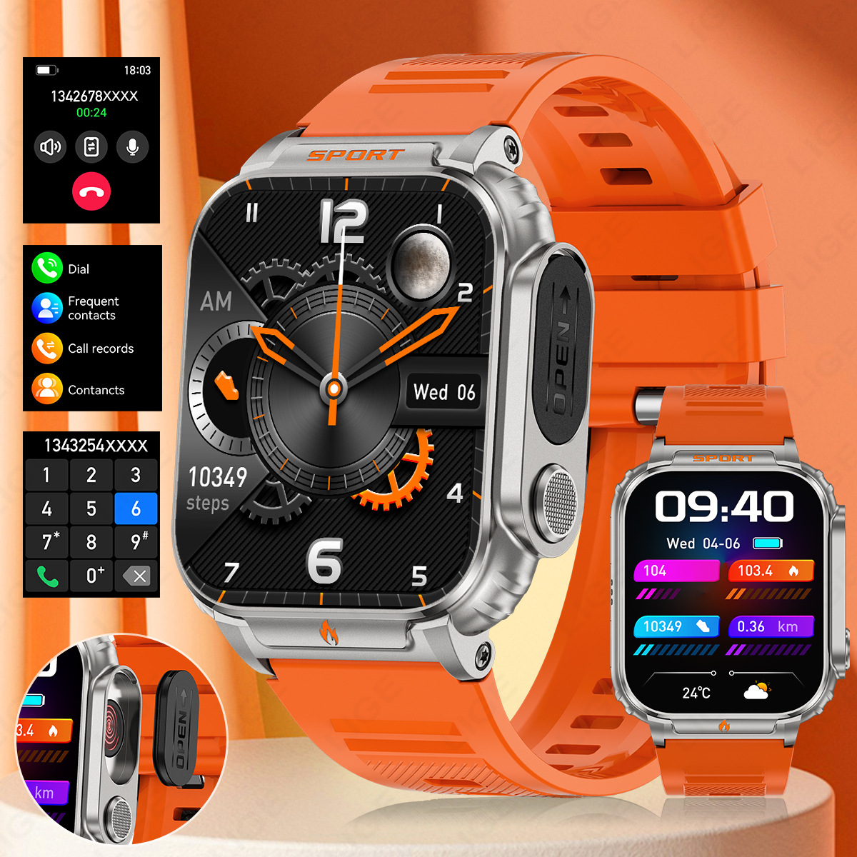 P60 Bluetooth-Telefon-Smartwatch, multifunktionale Gesundheitsüberwachung, Sport-Smartwatch_voghion.com