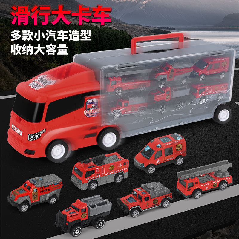 Children's Toy Large Model Portable Container Truck Storage and Transportation Simulation Alloy Car Drop-resistant Boy's Truck