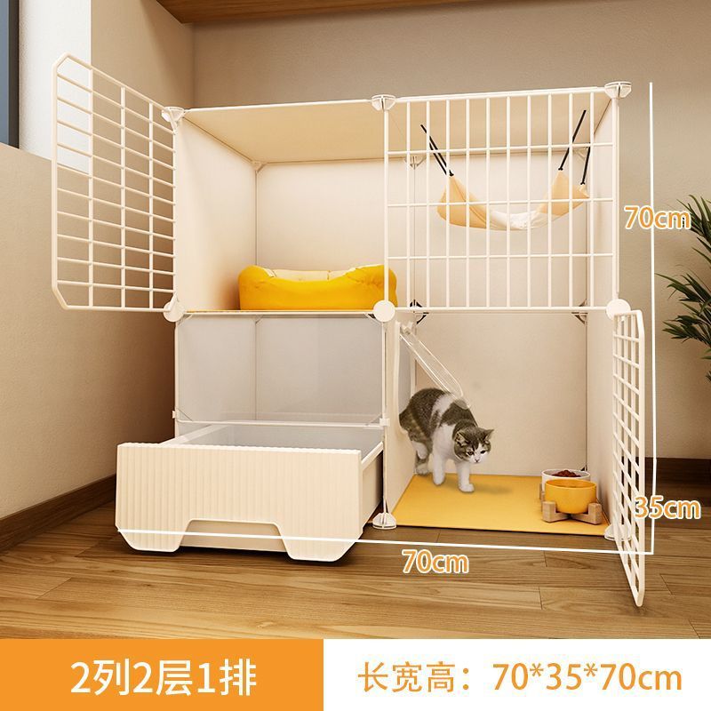 トイレ付き猫ケージ、家庭用屋内特大フリースペース、子猫暗号化2階建て猫ヴィラ猫ハウス巣|undefined