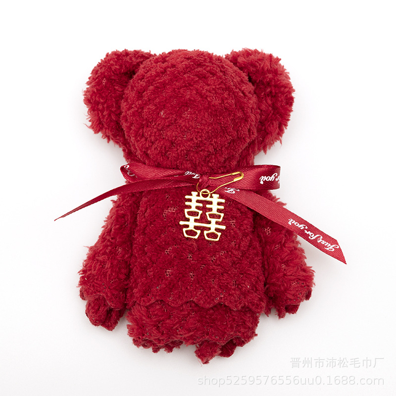 행복한 말이 담긴 와인 레드 파인애플 패턴 곰