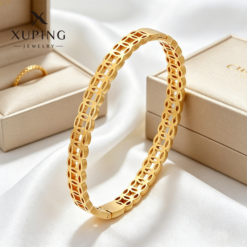 Xuping acero inoxidable 24k pulsera de cobre de color lujo ligero estilo transfronterizo de estilo simple joyas al por mayor mujeres
