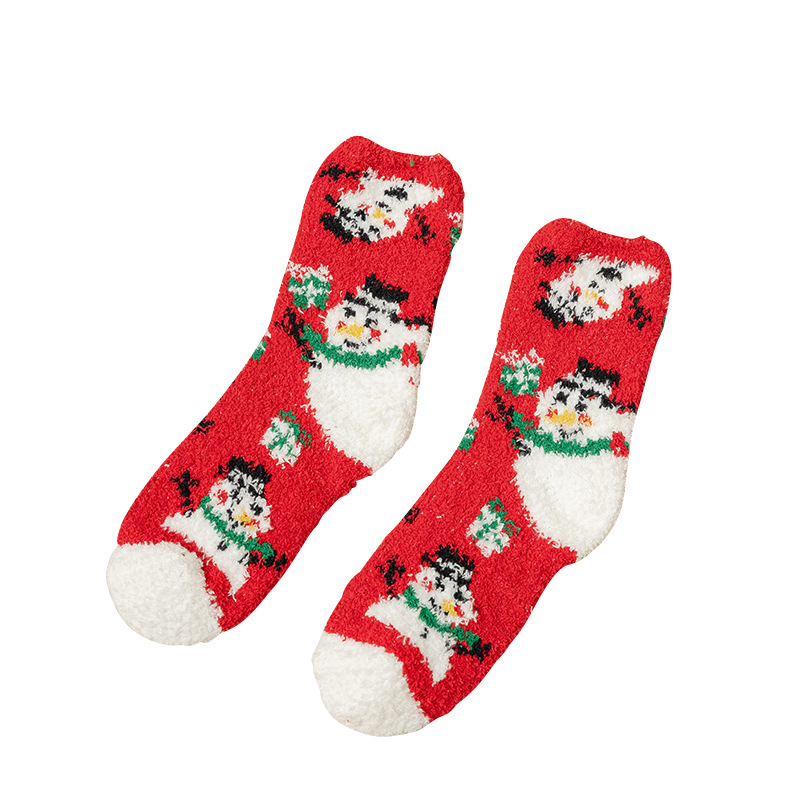 クリスマスの靴下のプレゼントの箱の女性のサンゴの絨毯の厚い保温の家の床の靴下の秋冬のぬいぐるみの床の靴下の睡眠の靴下|undefined