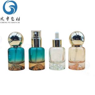 Spot 30ml Transparent Volcanic Bottom Press Dropper Pump Essential Oil Bottle Rubber Tip Dropper Toner Cosmetic Packaging Material