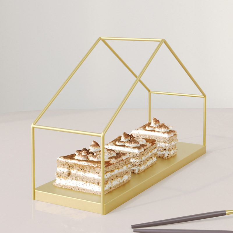 Dorado hierro forjado estante de pastel mesa de postres decoración de boda creativa mesa de buffet de Navidad mesa de té de la tarde mesa de bebidas frías image 3