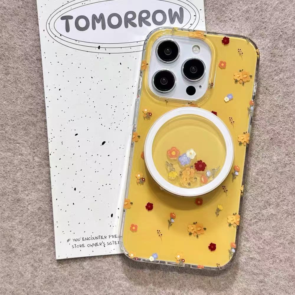 Soporte de mecedora floral fresco para Apple 16ProMax funda para teléfono móvil 13 iphone15 femenino magnético 14