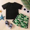 Camouflage jacket for boys with letters, set, European style, Amazon, with short sleeve