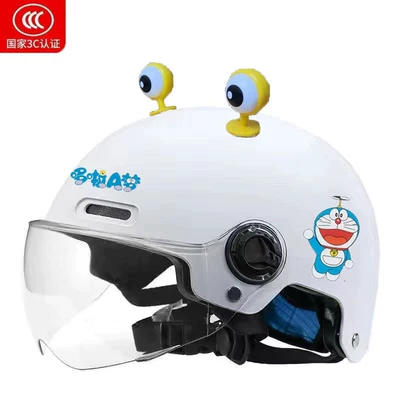Children's 3C-certified electric scooter helmet, suitable for boys — Motosiklet kaskı (dəbilqə) - 3c-childrens-diy-matte-white-yellow-eyes-transparent-one-size-fits-all