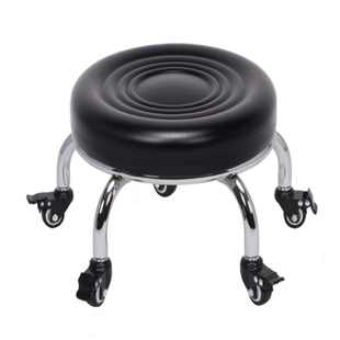Household Beautiful Sewed Stool with Brake Pulley Low Stool Children's Stool with Baby for Learning Nail Art Round Stool Wood Floor Pulley Base