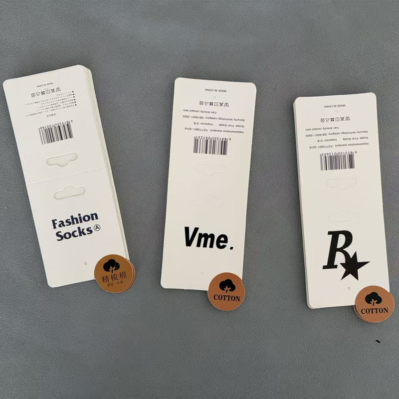 Sock Tags, Unisex Mid-Calf Socks Hang Tags, Card Paper, Hook-Free White Card Labels, Wholesale in Stock, Large Quantity, Great Price Sock Tags, Unisex Mid-Calf Socks Hang Tags, Card Paper, Hook-Free White Card Labels, Wholesale in Stock, Large Quantity, Great Price