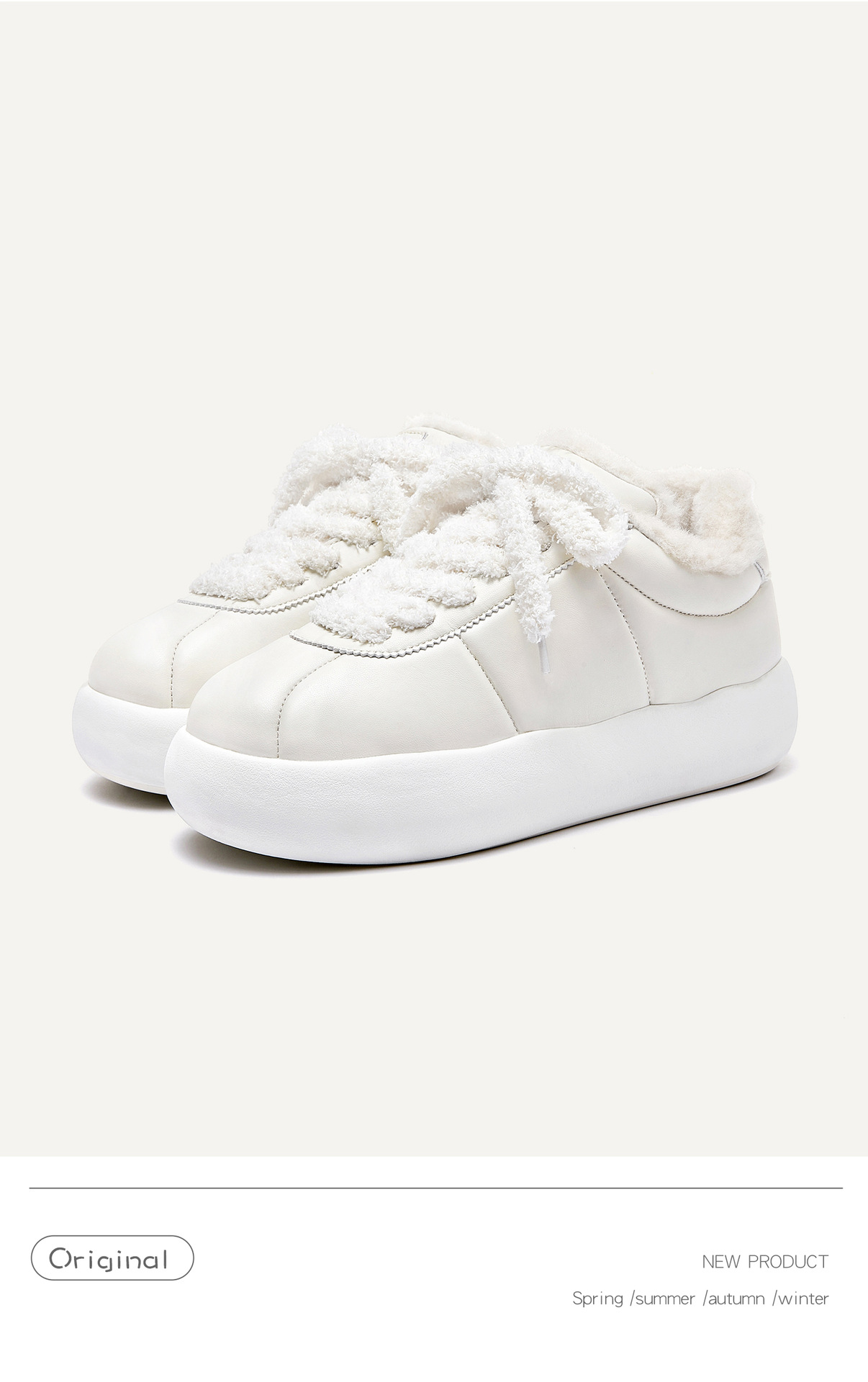 Plateauschuhe mit kleinen weißen Absätzen, Herrenschuhe, Paarschuhe für Männer und Frauen, Baumwollschuhe, Schneestiefel_voghion.com