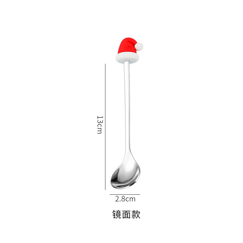 国境を越えたスプーンフォークセットクリスマス雰囲気感食器金色コーヒースプーン甘いスプーンステンレス人形クリスマス|undefined