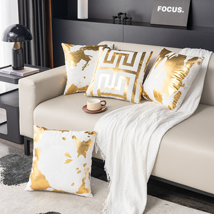 Nordic Light luxury gilded Pillow sofa decorative cushion short plush cross-border home living room bedroom pillowcase wholesale