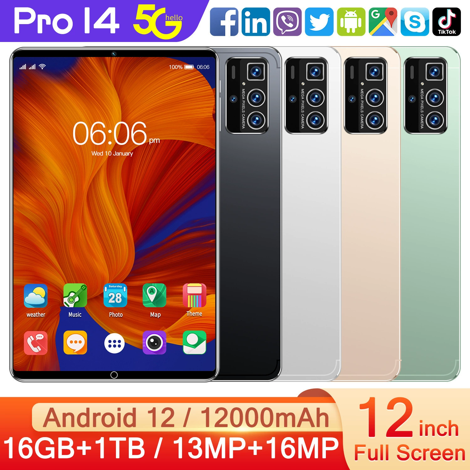 Планшетный ноутбук, AliExpress, 1 дюйм, широкий экран, 5G, Android