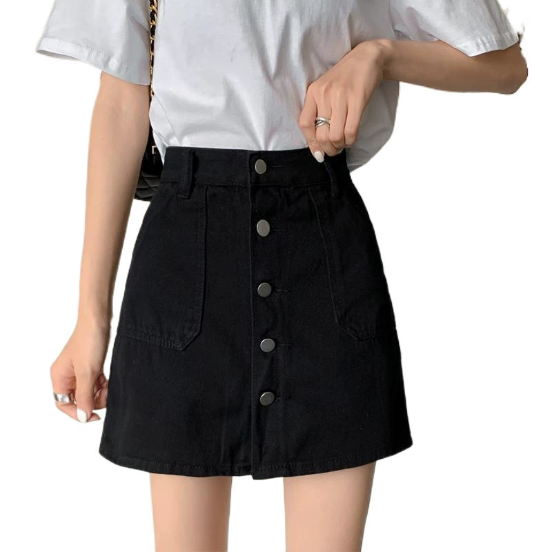 Summer fitted protective underware, denim skirt for students, Korean style, plus size, A-line