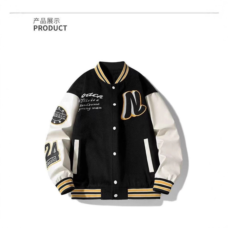 Spring and Autumn Baseball Jacket Men's American Style Trendy Brand Embroidered Jacket Couple Korean Style Coat Bf Loose Retro Trendy