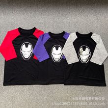 出口韩国外贸童装批发韩单R.ROBOT外贸童装拼色插件袖T恤五分袖T