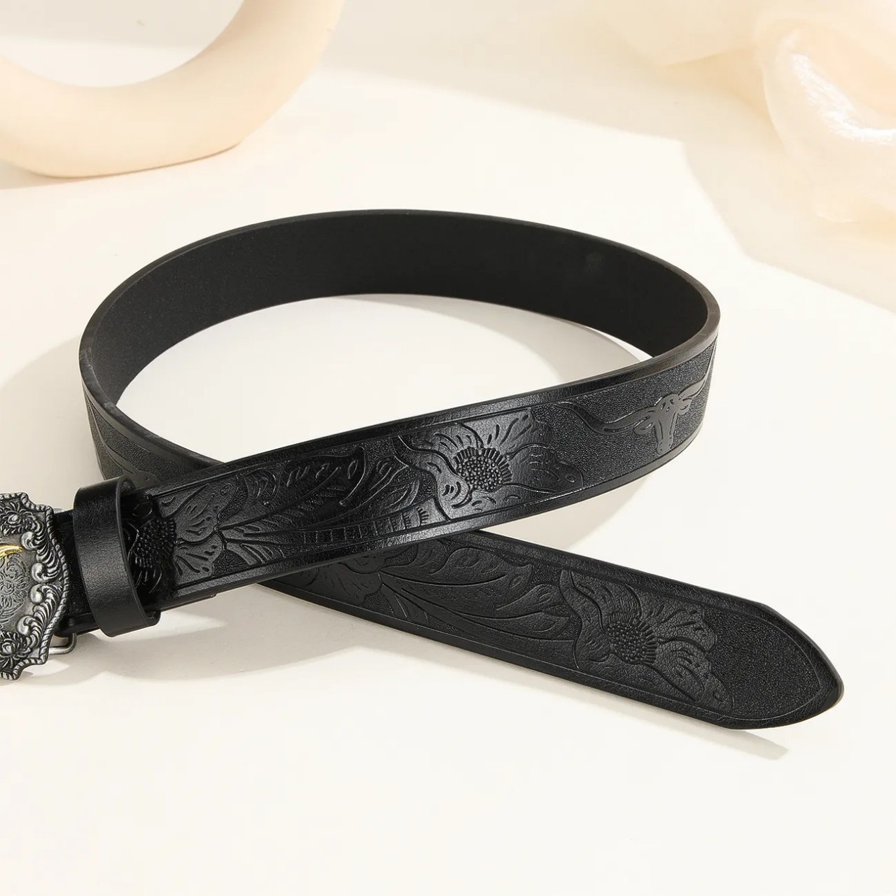 Nuevo Western Denim cinturón aleación antigua plata Bullhead cinturón personalidad cinturón