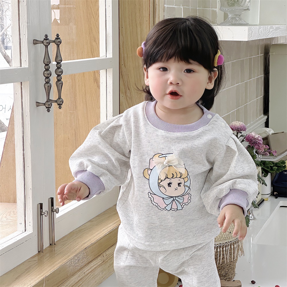 Lindo traje de princesa bebé de dos piezas de manga larga para bebés 2024 nuevo bebé súper lindo traje de salida de primavera y otoño