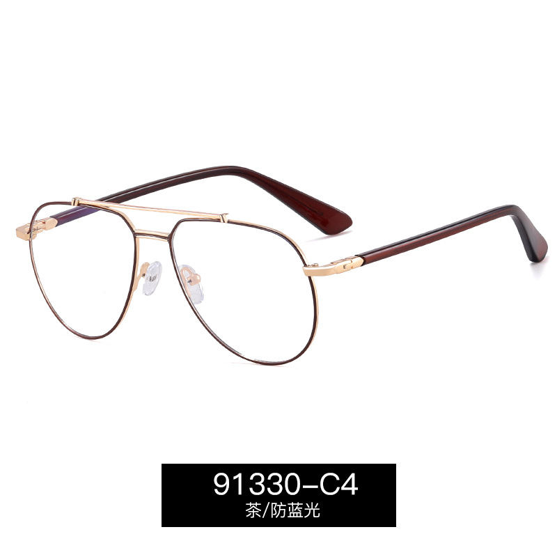 91330 personalidad de gafas delgadas y ligeras, gafas de metal, gafas anti-luz azul para hombres con tendencia de gafas de miopía