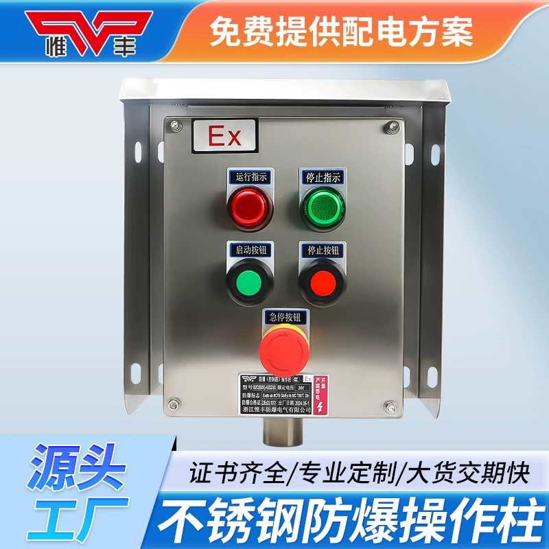 Распределительная коробка из нержавеющей стали с кнопочным выключателем, 2 кнопки, 2 индикатора, взрывозащищенная, на заказ