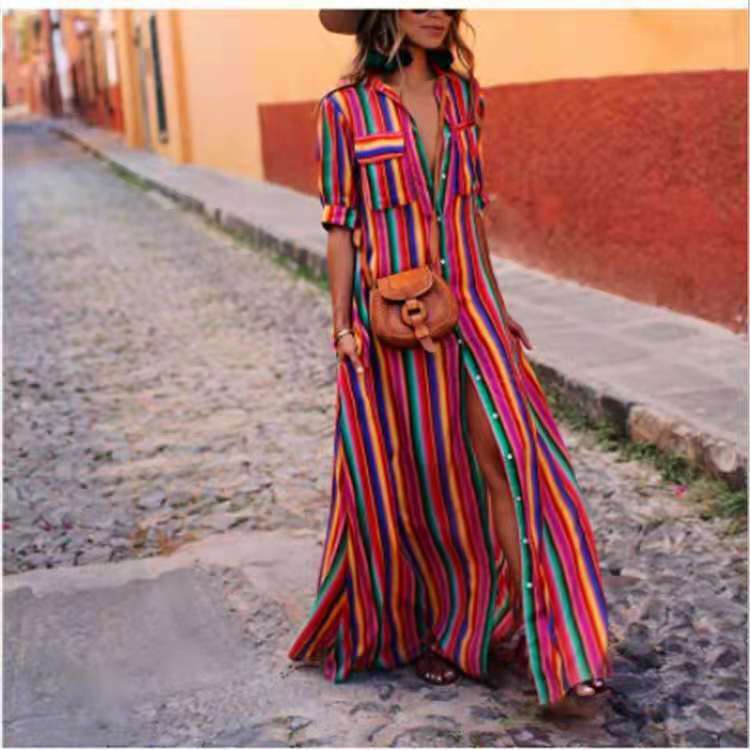 Cross-Border Amazon Aliexpress Ebay Bohemian Style Export Women's Long Skirt Printed Dress Dropshipping
