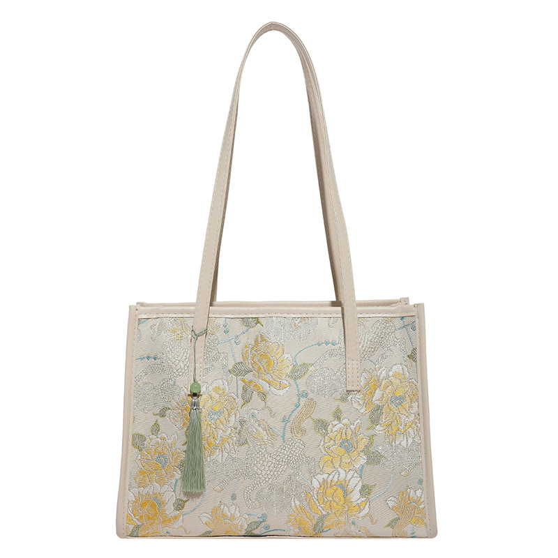 Nueva bolsa china de mujer 2025, nueva bolsa de bambú, flor de estilo nacional, bolsa de hombro, bolsa de mariposa, pez dorado, brazo