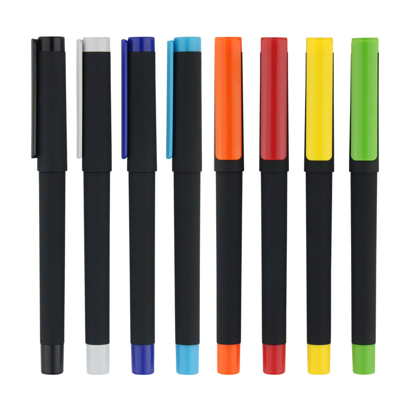 Soporte pantalla táctil color push gel pluma al por mayor esmerilado firma negro agua pluma publicidad pluma de carbono impresión logo