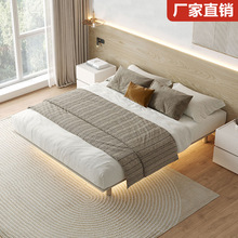 现代简约卧室小户型无床头板床架子日式北欧悬浮床极简科技布艺床