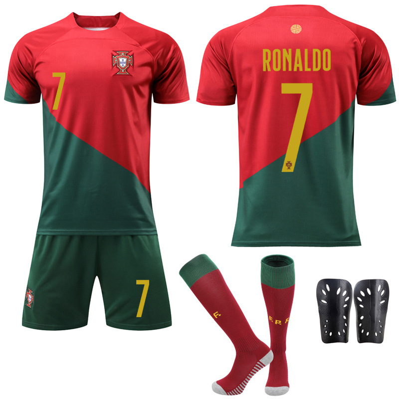 2022 World Cup Jersey Portugal Home No. 7 Jersey Ronaldo Football Uniform Set Printed Factory Large Quantity Goods 2022 World Cup Jersey Portugal Home No. 7 Jersey Ronaldo Football Uniform Set Printed Factory Large Quantity Goods