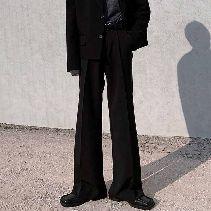 Pantalones holgados de estilo coreano para hombre, diseño moderno de pierna recta, pantalones anchos, pantalones largos hasta el suelo, versátiles.