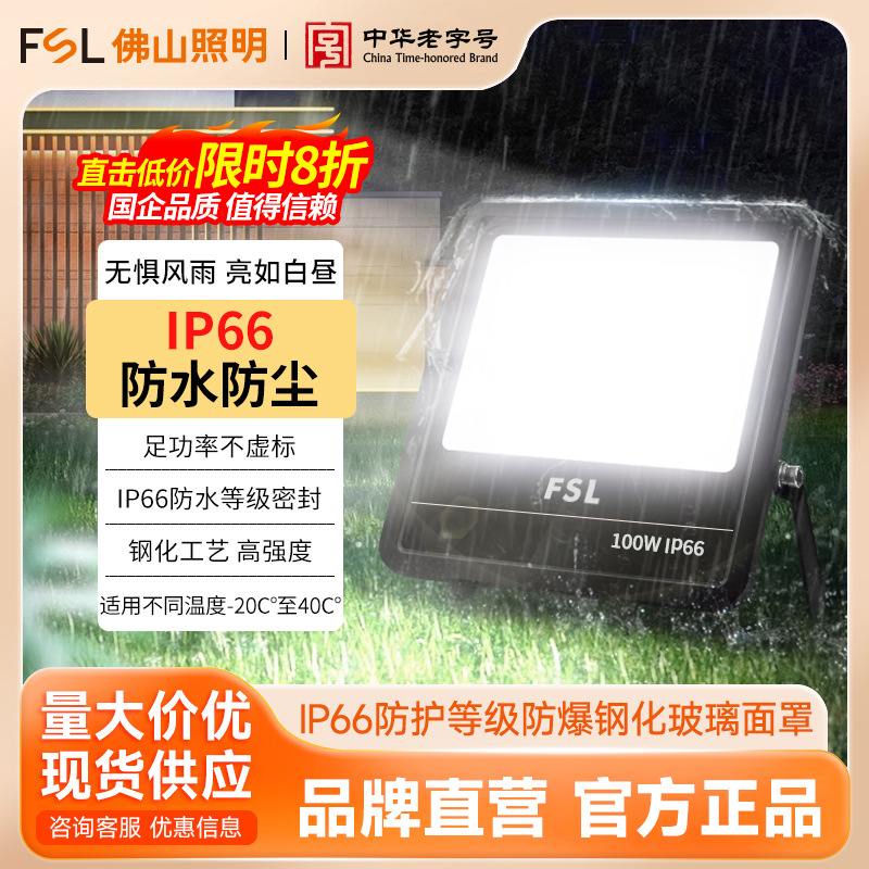 Lámpara Industrial y Minera FSL Foshan, Proyector LED de 20W/50W, Resistente al Agua, para Exteriores, Iluminación de Calles, Publicidad