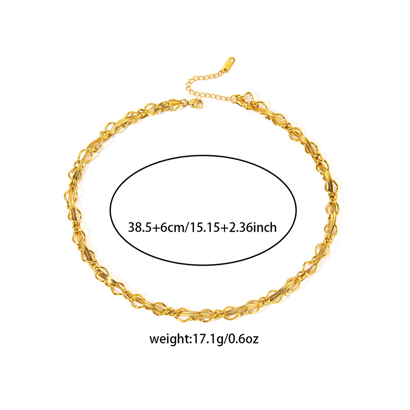 Joyería Al Por Mayor Elegante Color Sólido Acero Titanio Enchapado Collar Cadena De Clips Cadena De Cuerda Torcida display picture 18