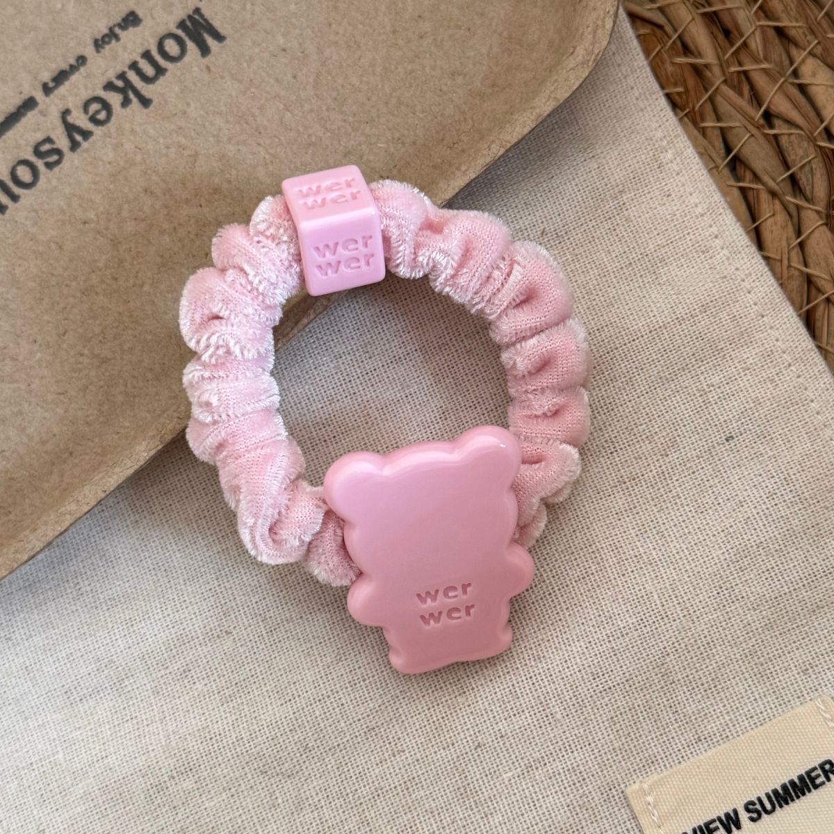 Pink bow hair tie, acetate hair band, stylish and cute hair accessory for girls, Korean-style hair ornament