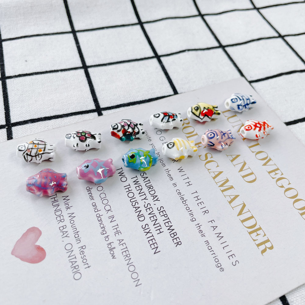 10 PCS/Package 15*12mm Ceramics Fish Jewelry Accessories Beads display picture 3