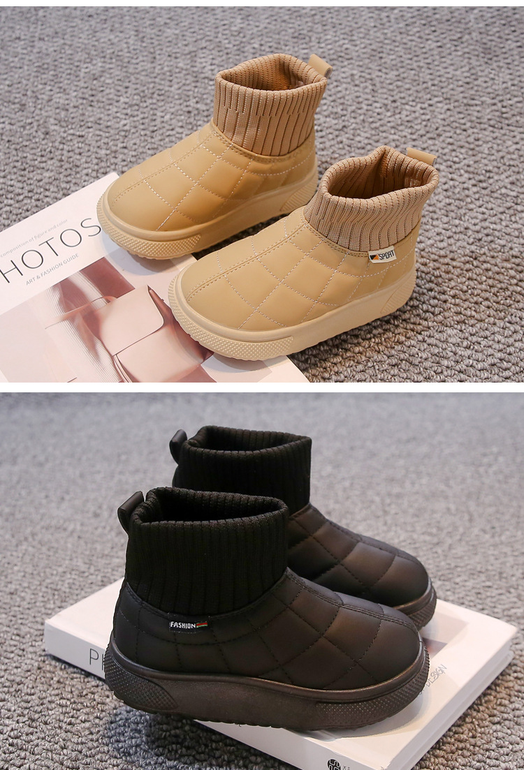 Kinder-Stiefel aus Samtbaumwolle, Winter 2025, neue Socken und Stiefel für Jungen und Mädchen, warm und dick gefüttert, Schneestiefel_voghion.com