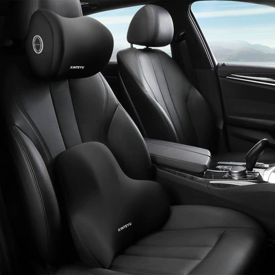 Car Lumbar Support Car Cushion Waist support - black-headrest-lumbar-pillow