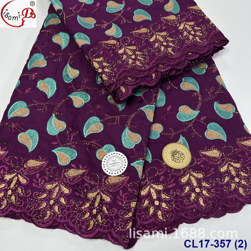 Foreign trade Swiss lace embroidered cloth women's skirt small flash diamond hollow fabric swiss cotton lace fabric